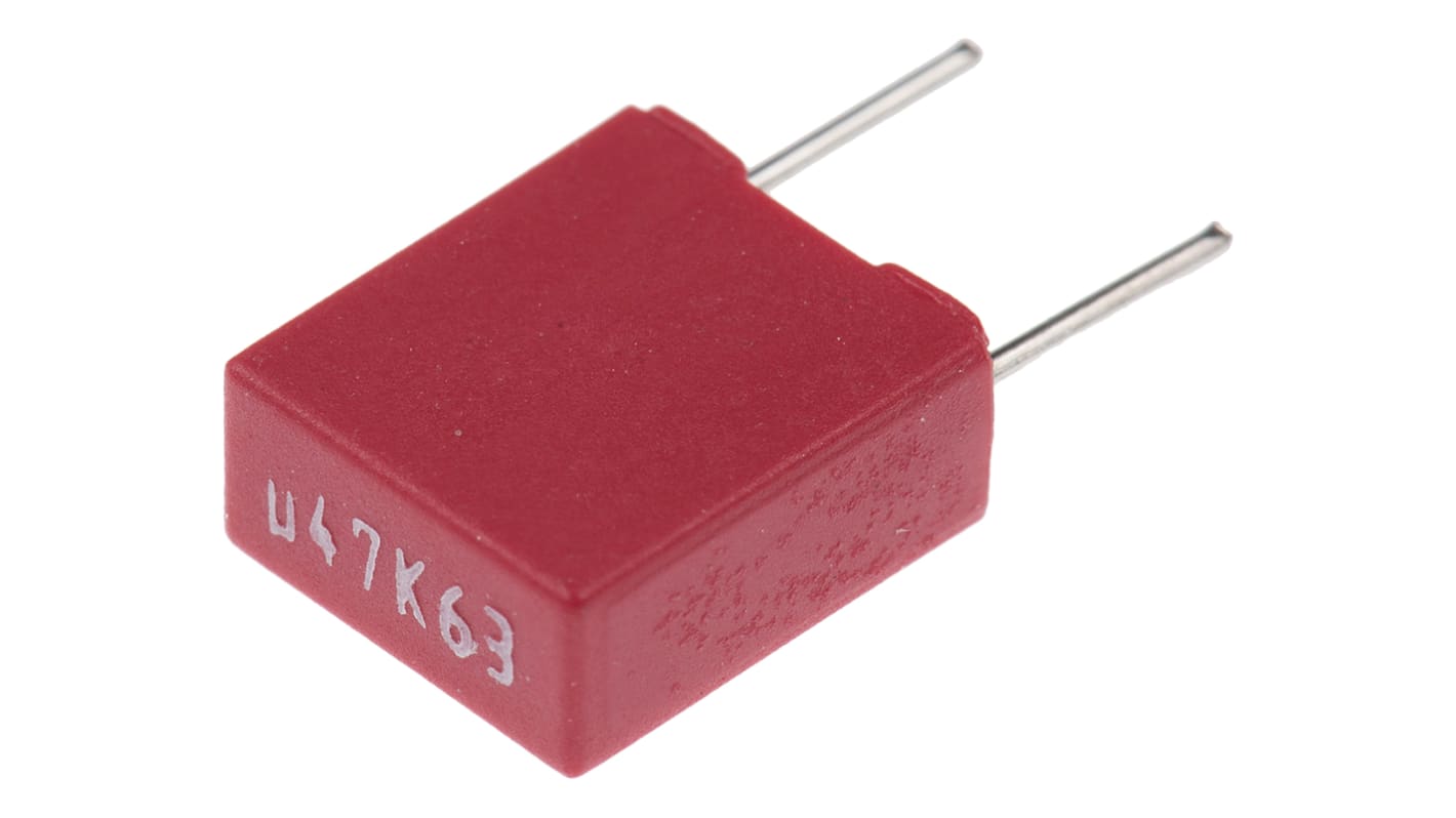 WIMA MKS2 Polyester Film Capacitor, 40 V ac, 63 V dc, ±10%, 470nF, Through Hole