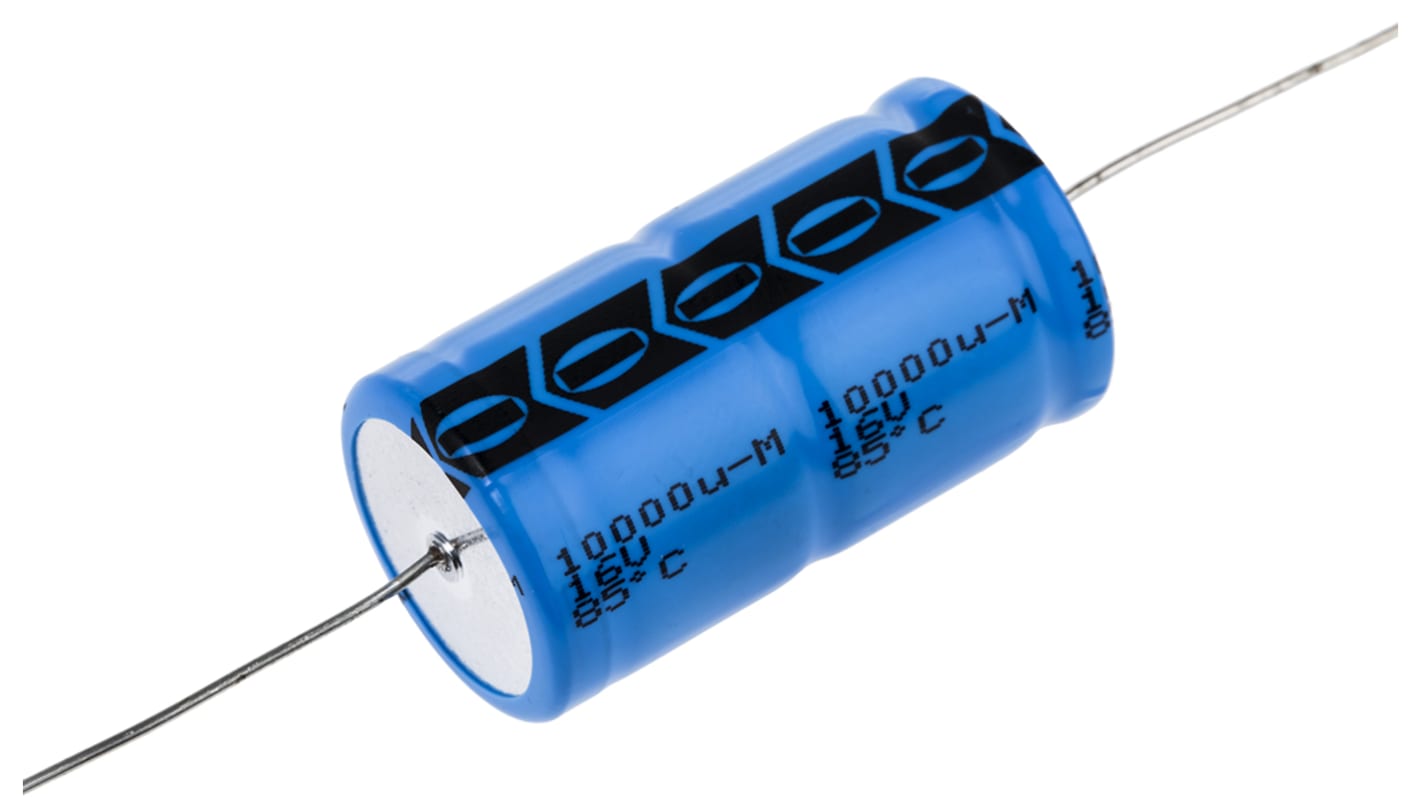 Condensador electrolítico Vishay serie 021 ASM, 10000μF, ±20%, 16V dc, Axial, Orificio pasante, 21 (Dia.) x 38mm