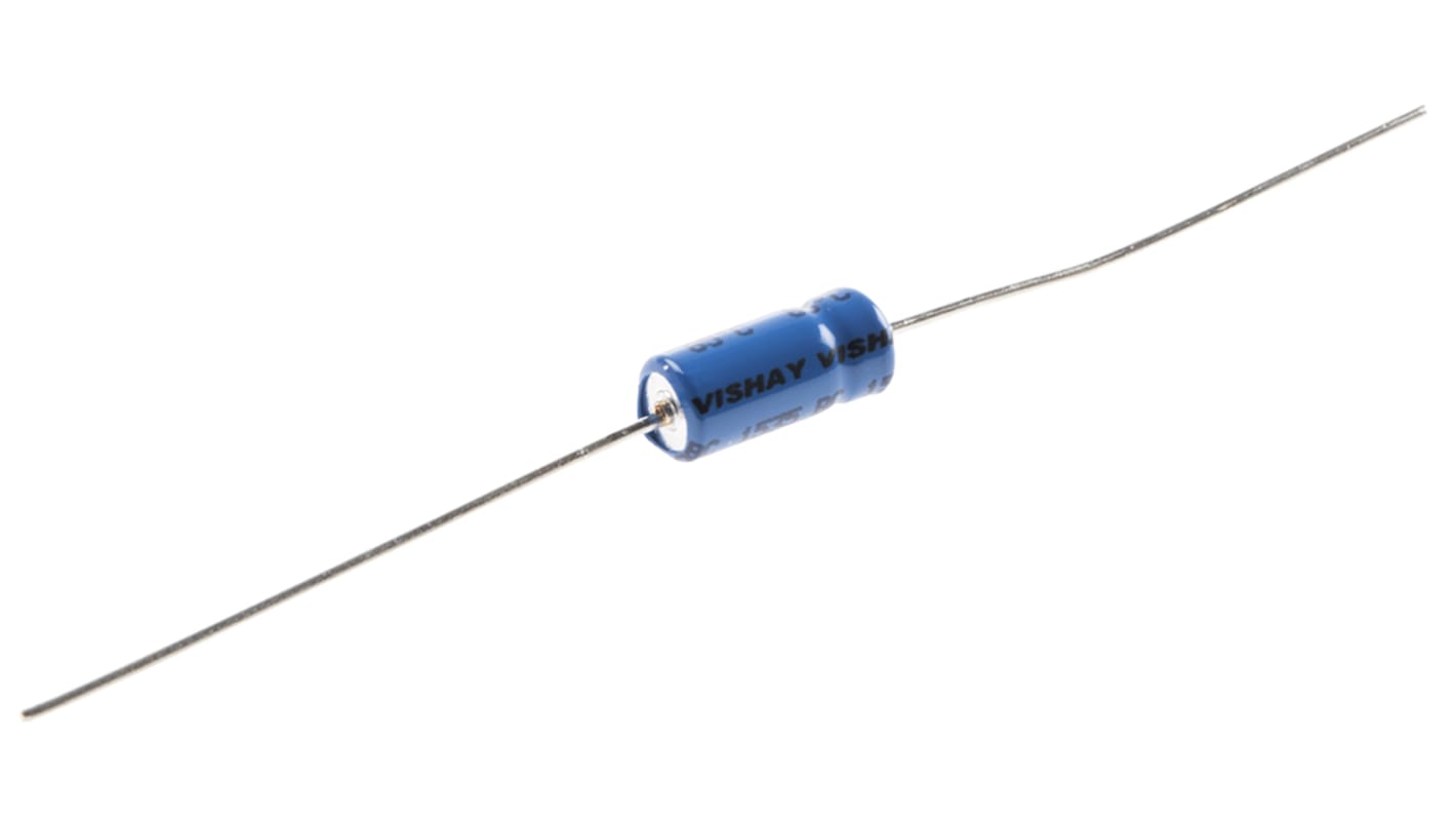 Vishay 030 AS, THT Aluminium-Elektrolyt Kondensator 10μF -10 to +50% / 25V dc, Ø 4.5mm x 10mm, +85°C