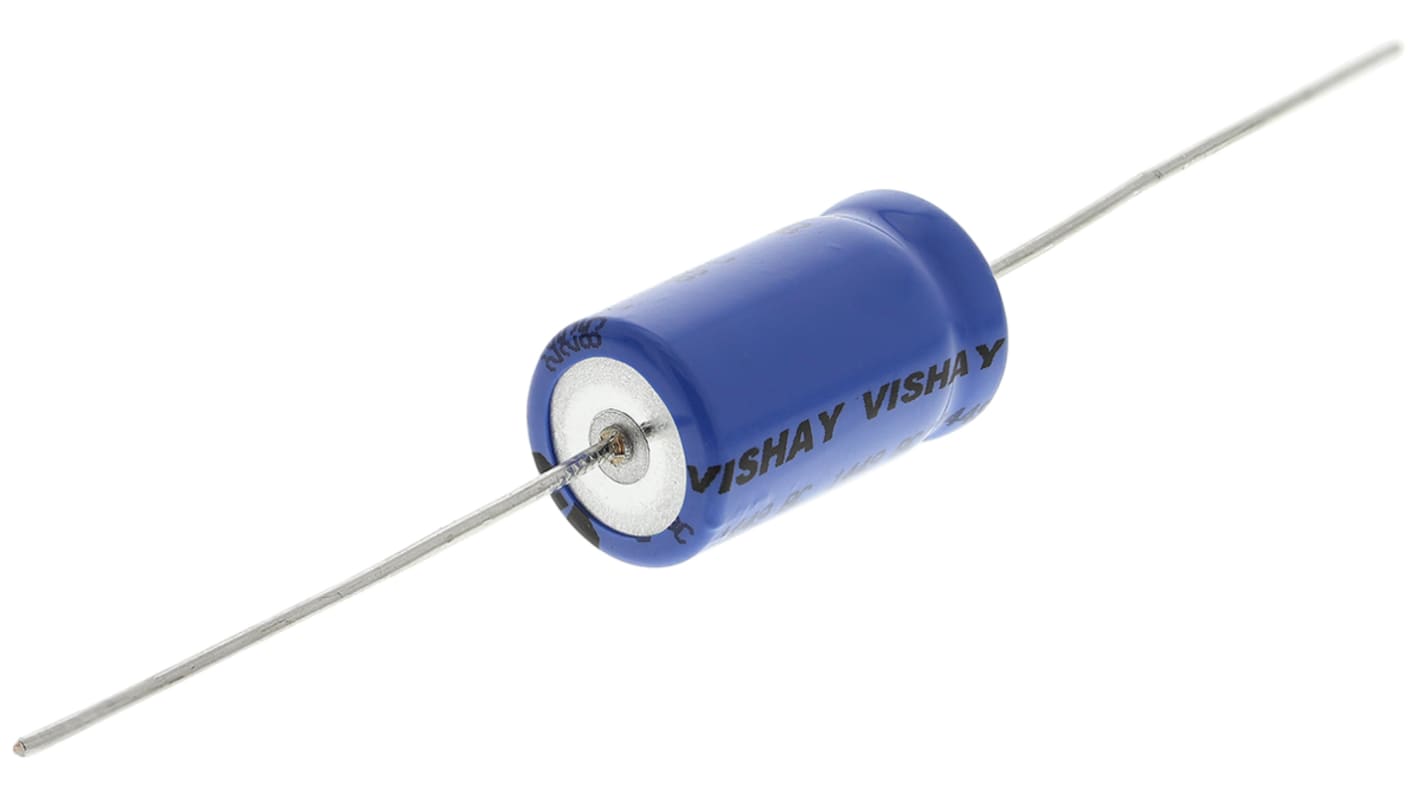 Condensador electrolítico Vishay serie 031 AS, 220μF, -10 → +50%, 25V dc, Axial, Orificio pasante, 10 (Dia.) x