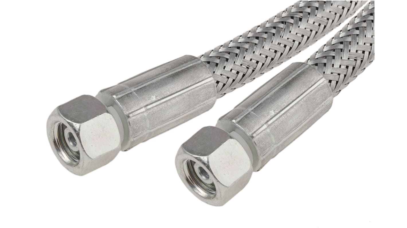 RS PRO 1000mm Galvanized Steel Wire Hydraulic Hose Assembly, 190bar Max