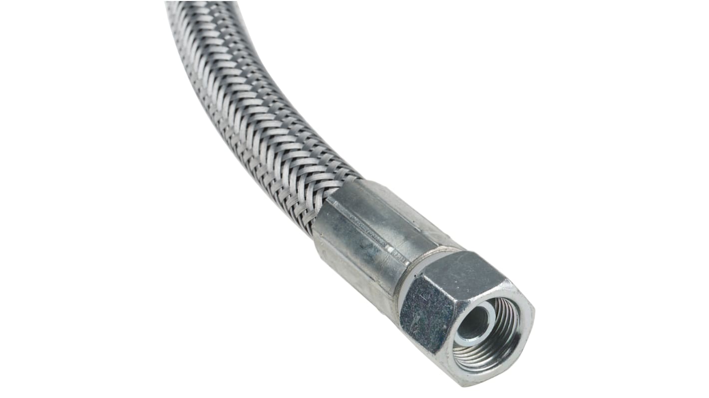 RS PRO 500mm Galvanized Steel Overbraid Hydraulic Hose Assembly, 180bar Max Pressure