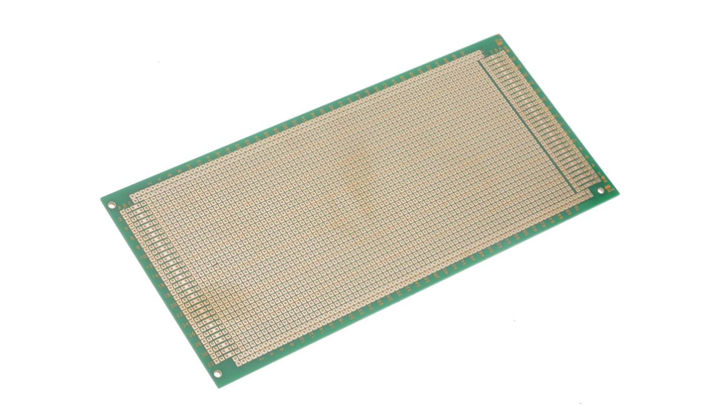 RS PRO Double Sided Matrix Board FR4 1.02mm Holes, 2.54 x 2.54mm Pitch, 220 x 100mm