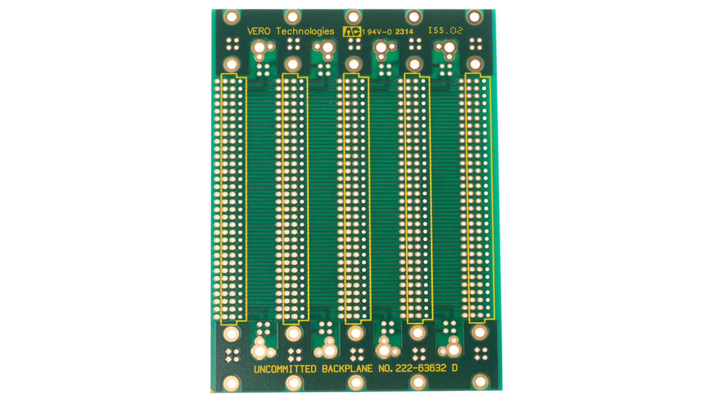 RS PRO FR4 Backplane 2-seitig für Eurokarte DIN 41612, 96-polig 18.8HP, Raster 20.32mm