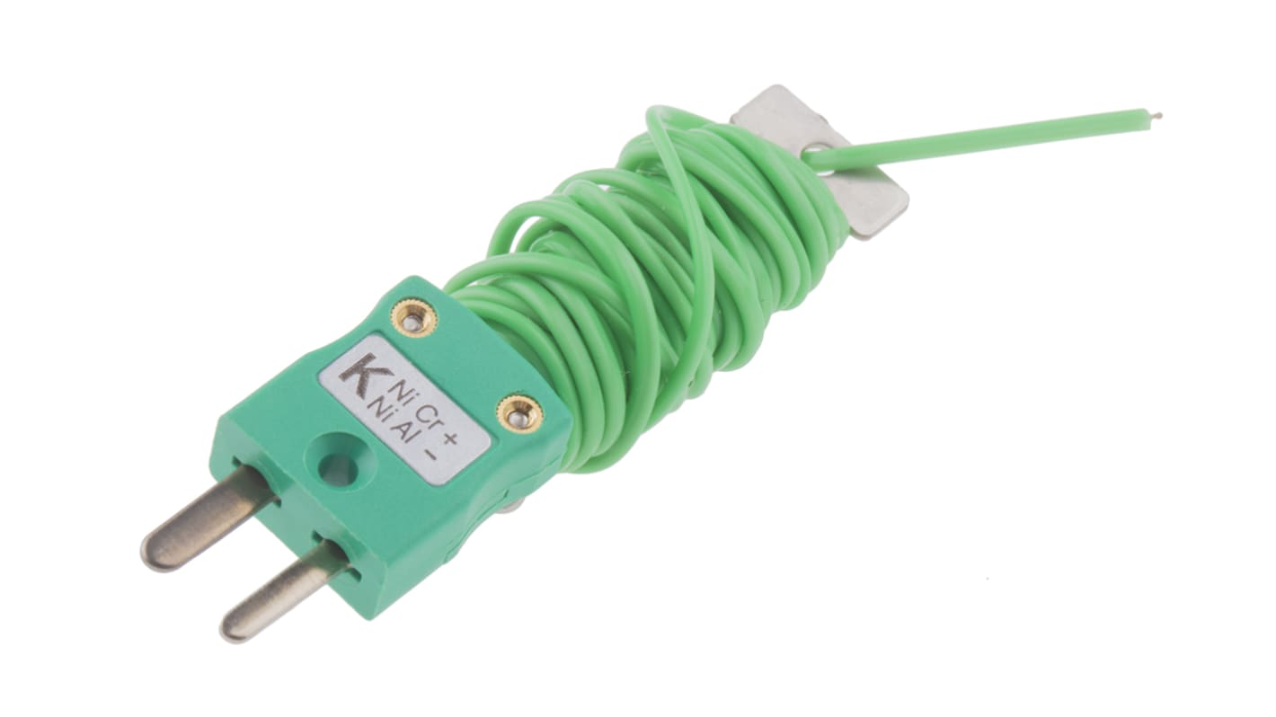 Termopar tipo K RS PRO, Ø sonda 1/0.3mm x 2m, temp. máx +220°C, cable de 2m, conexión , con conector miniatura