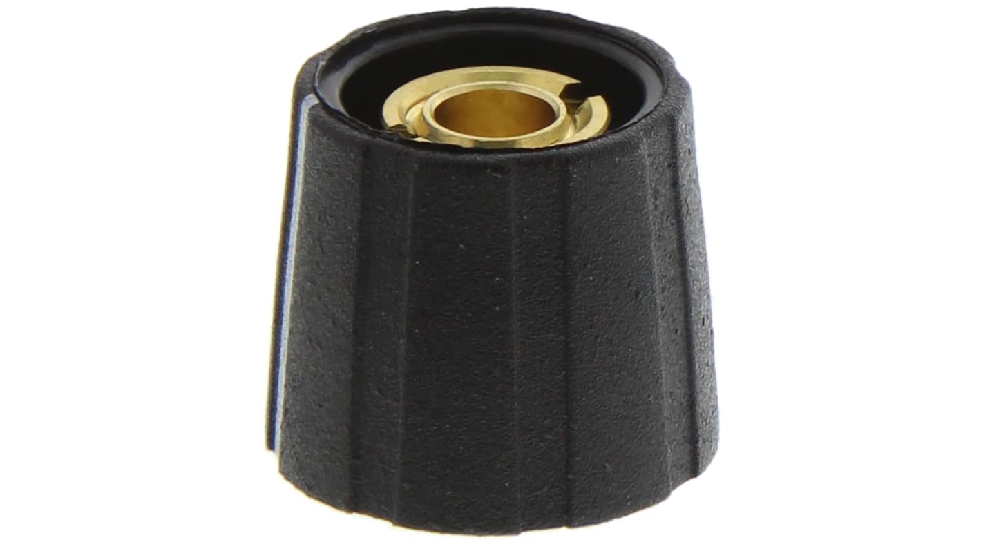 Mando de potenciómetro Sifam 7mm, eje 6.35mm, diámetro 15.5mm, Color Negro, indicador Blanco Circular