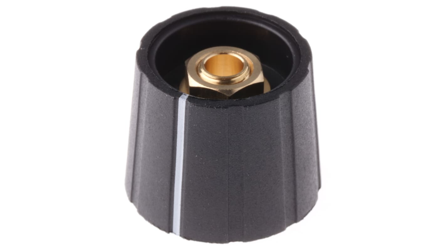 Sifam 21mm Black Potentiometer Knob for 6.35mm Shaft Splined, S211 250BK