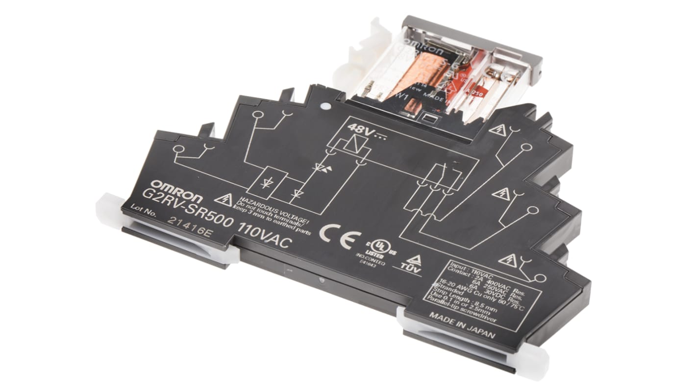 Omron G2RV Monostabiles Relais, für DIN-Schienen 1-poliger Wechsler 6A 110V ac Spule / 800mW