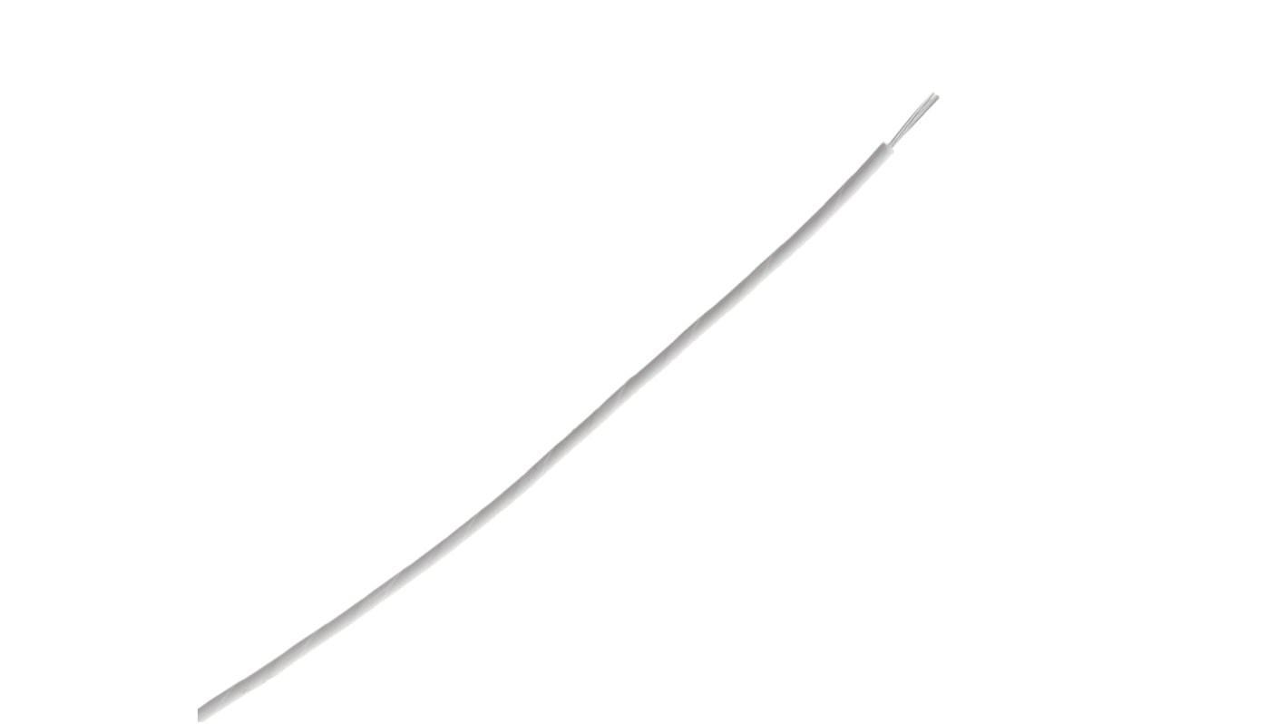 Cable de conexión RS PRO, área transversal 0,2 mm² Bastidor aéreo Filamentos del Núcleo 19/0,12 mm Blanco, 600 V ac,