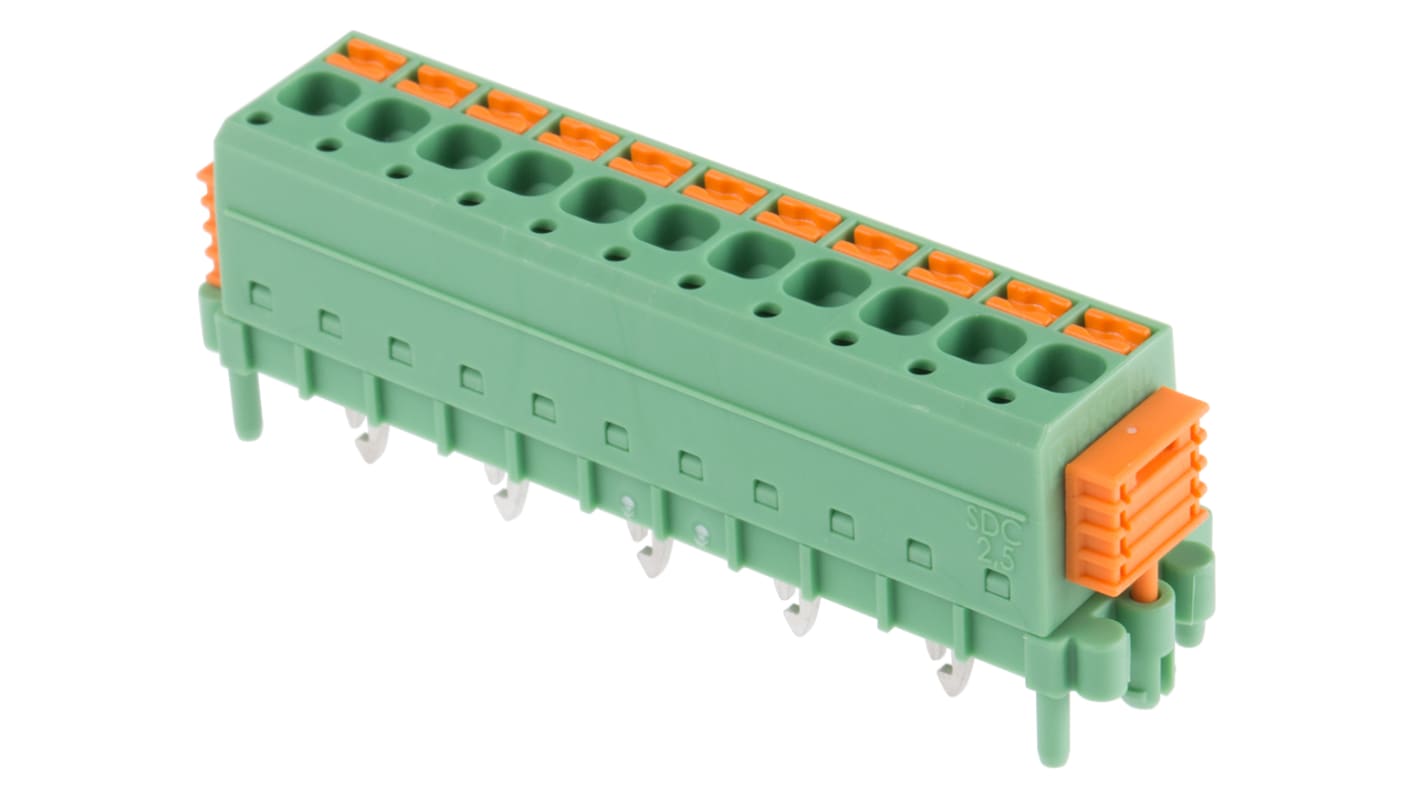 Phoenix Contact SDC 2.5/11-PV-5.0-ZB Series PCB Terminal Block, 11-Contact, 5mm Pitch, Through Hole Mount, 1-Row, Screw