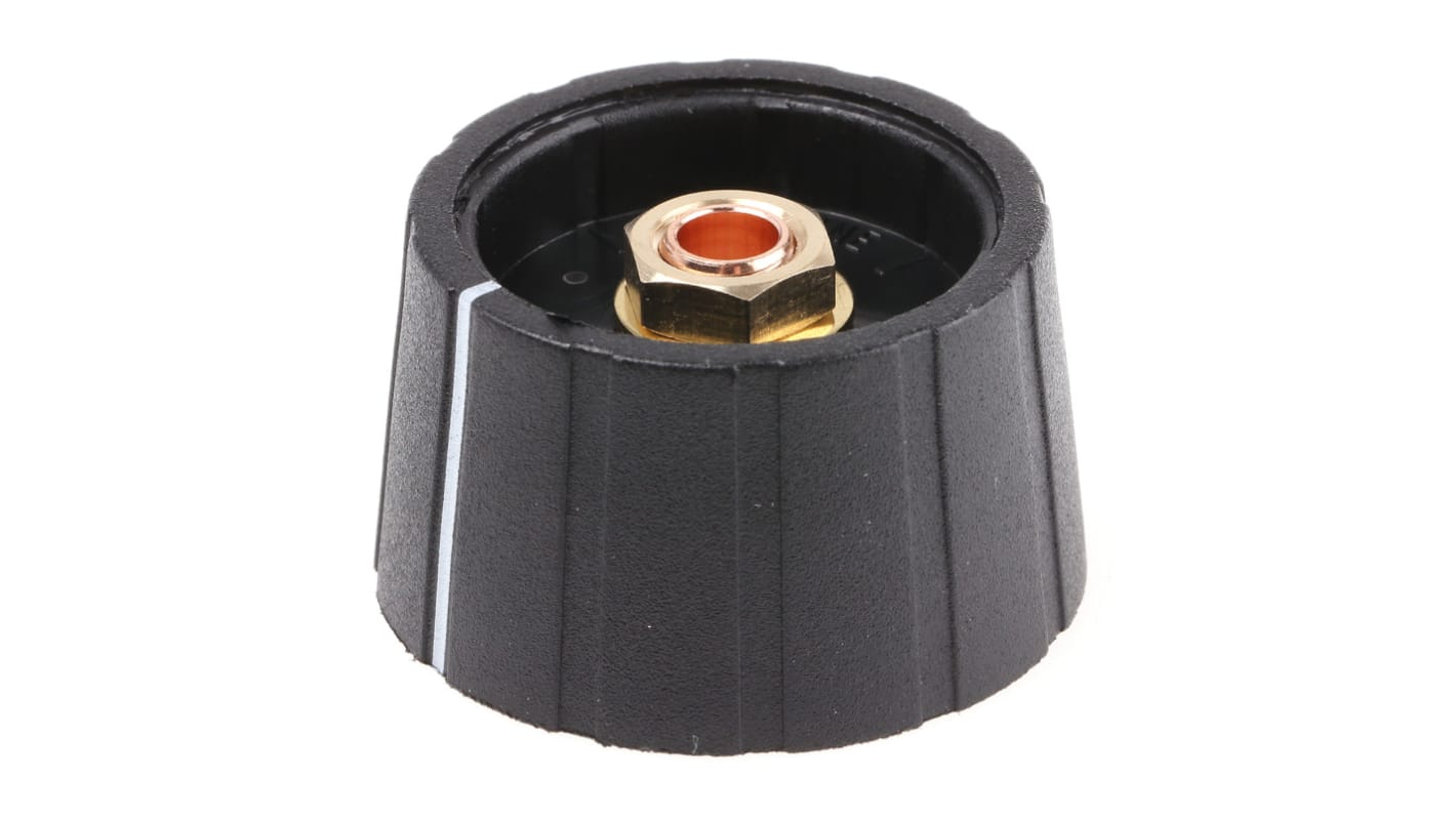 Sifam 30mm Black Potentiometer Knob for 6mm Shaft Splined, S291 006BK