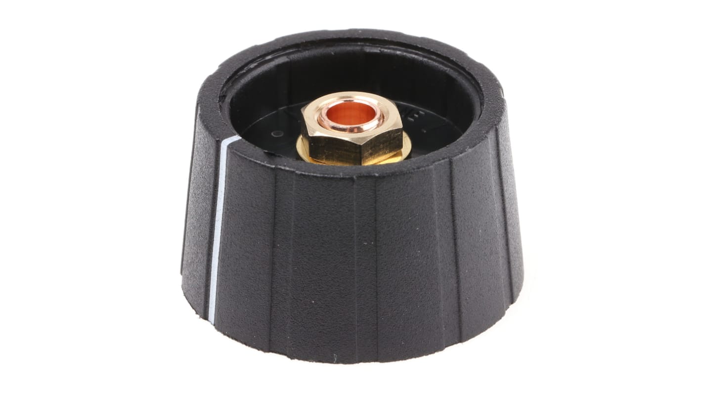 Bouton de potentiomètre Sifam, Axe de 6mm, Diamètre de 29.5mm, Bouton de serrage avec ligne