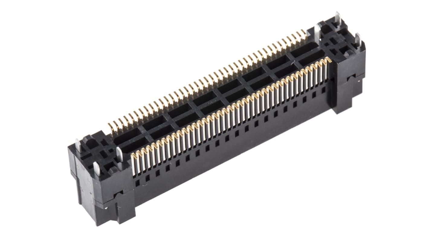 Hirose FunctionMAX FX18 Series Straight Surface Mount PCB Socket, 80-Contact, 2-Row, 0.8mm Pitch, Solder Termination