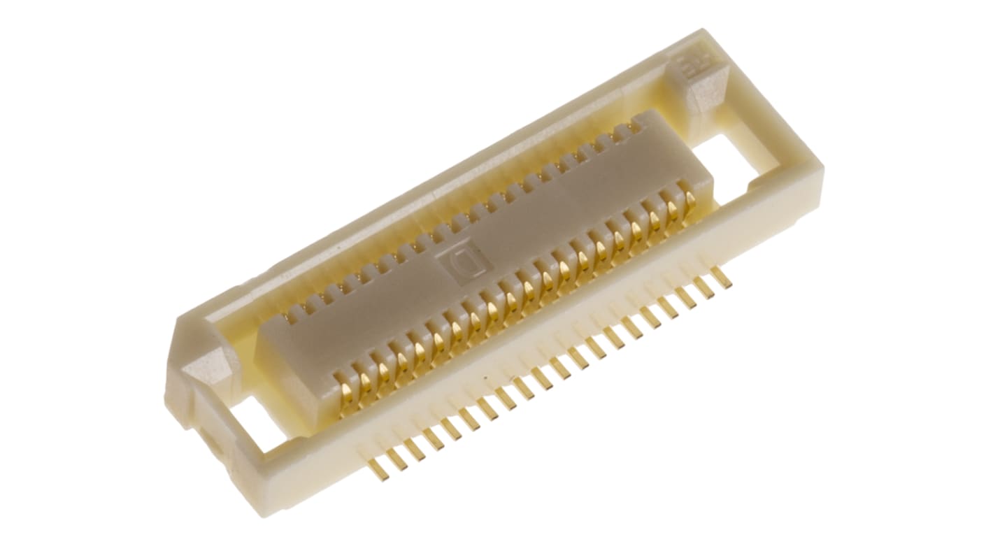 Hirose FunctionMAX FX8 Series Straight Surface Mount PCB Socket, 40-Contact, 1-Row, 0.6mm Pitch, Solder Termination