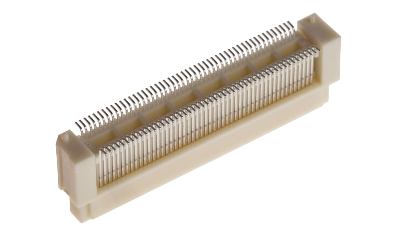 Hirose FunctionMAX FX8C Series Straight Surface Mount PCB Header, 100 Contact(s), 0.6mm Pitch, 2 Row(s), Shrouded