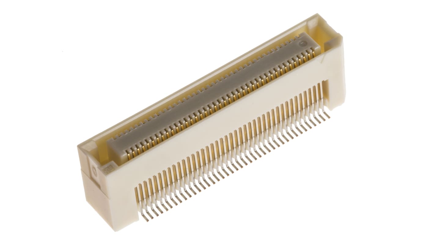 Hirose FunctionMAX FX8C Series Straight Surface Mount PCB Socket, 80-Contact, 1-Row, 0.6mm Pitch, Solder Termination