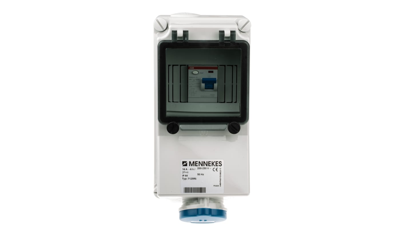 MENNEKES IP44 Blue Wall Mount 3P 25 ° Industrial Power Socket, Rated At 16A, 230 V