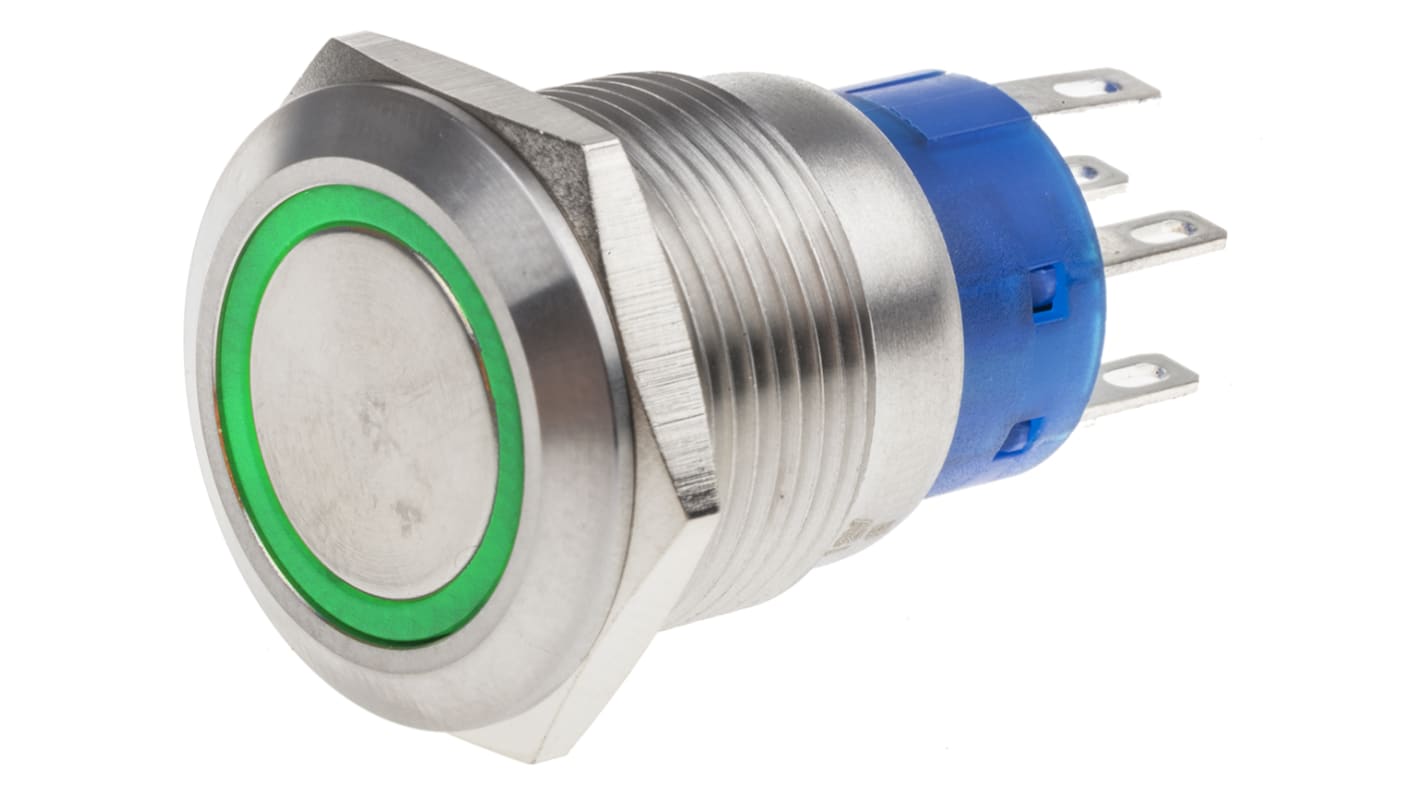 Bouton Poussoir LED 12mm Inox 12V - 6 Couleurs Au Choix Pour Sonnette Ou Commande