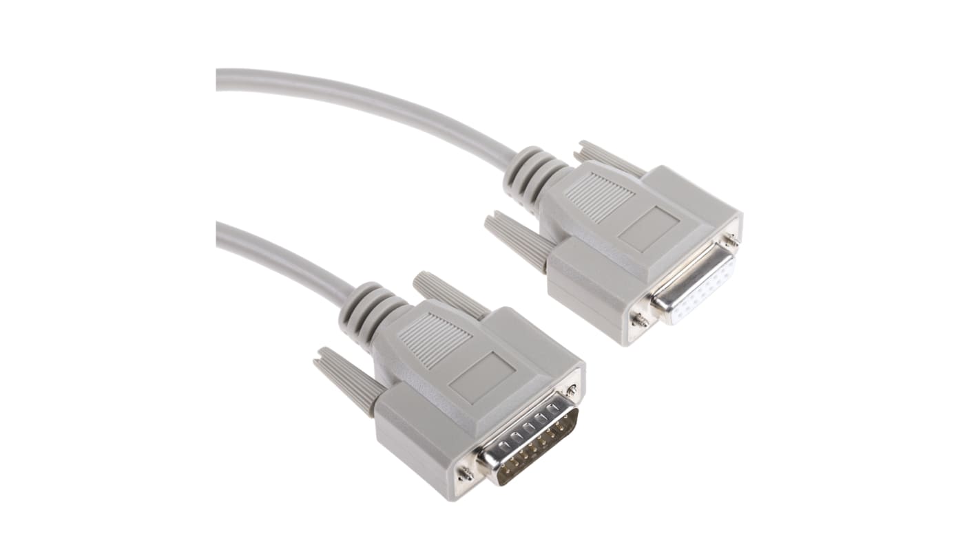 Phoenix Contact Male 15 Pin D-sub to Female 15 Pin D-sub Serial Cable, 2m PVC