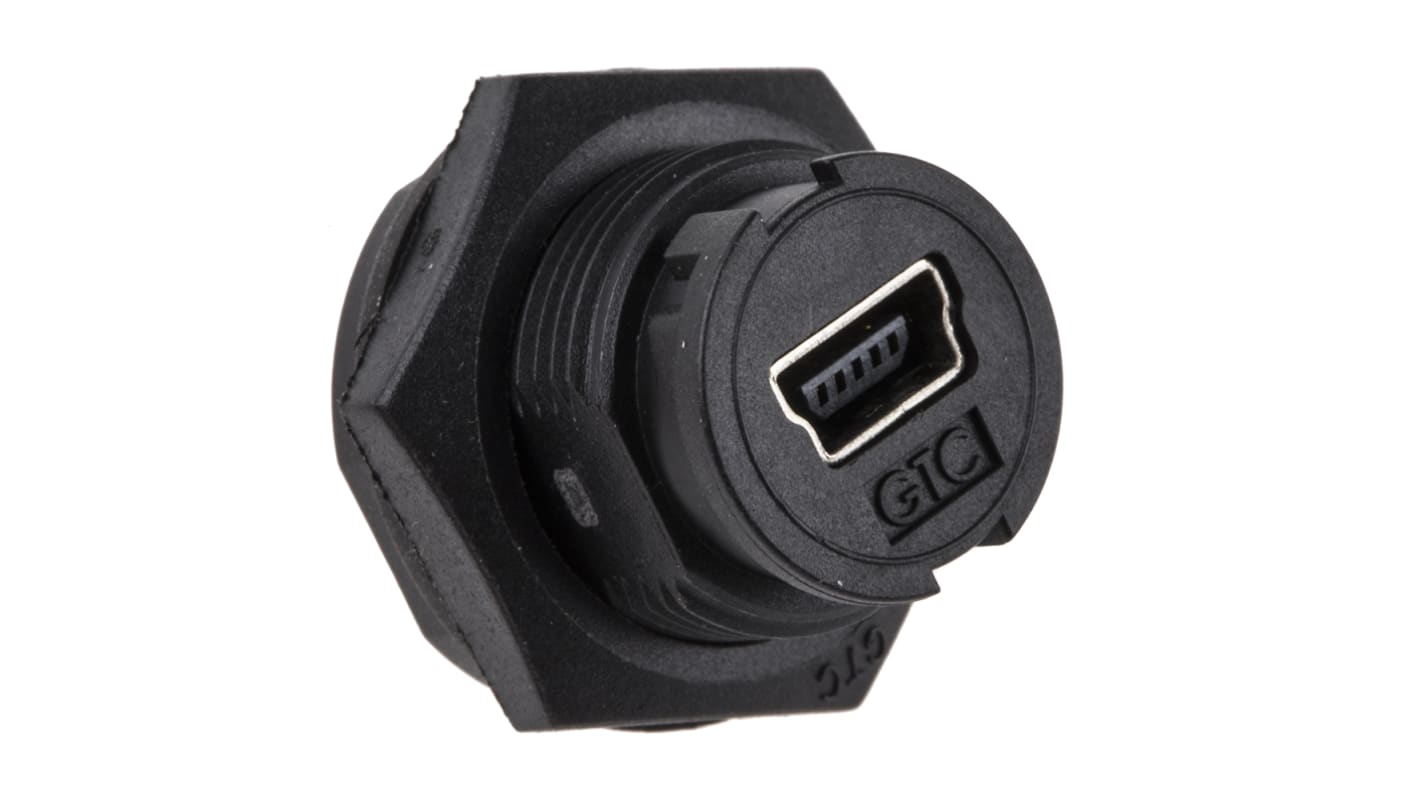 RS PRO Straight, Panel Mount, Socket to Socket Type Mini B to Mini B IP67 USB Connector