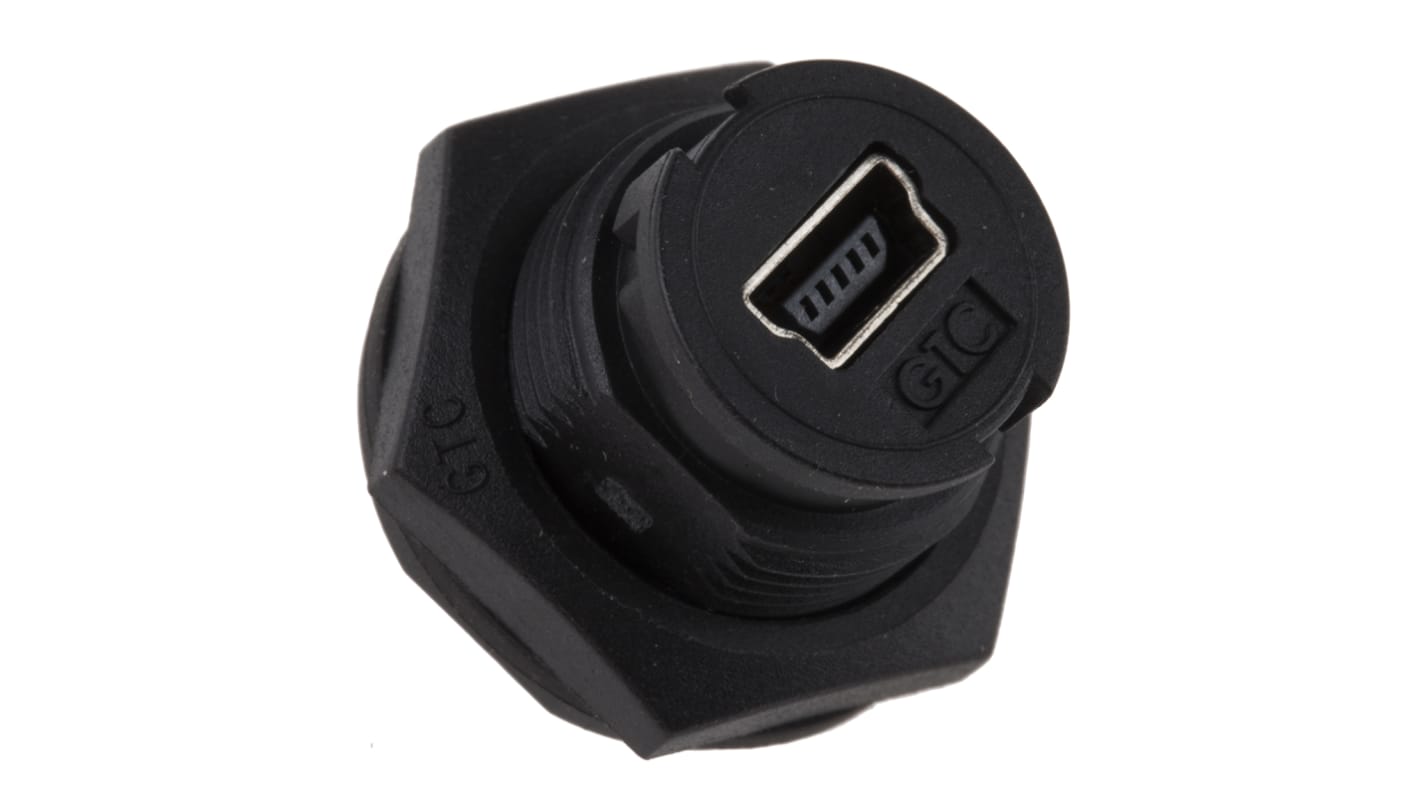 RS PRO Straight, Panel Mount, Socket Type Mini B IP67 USB Connector