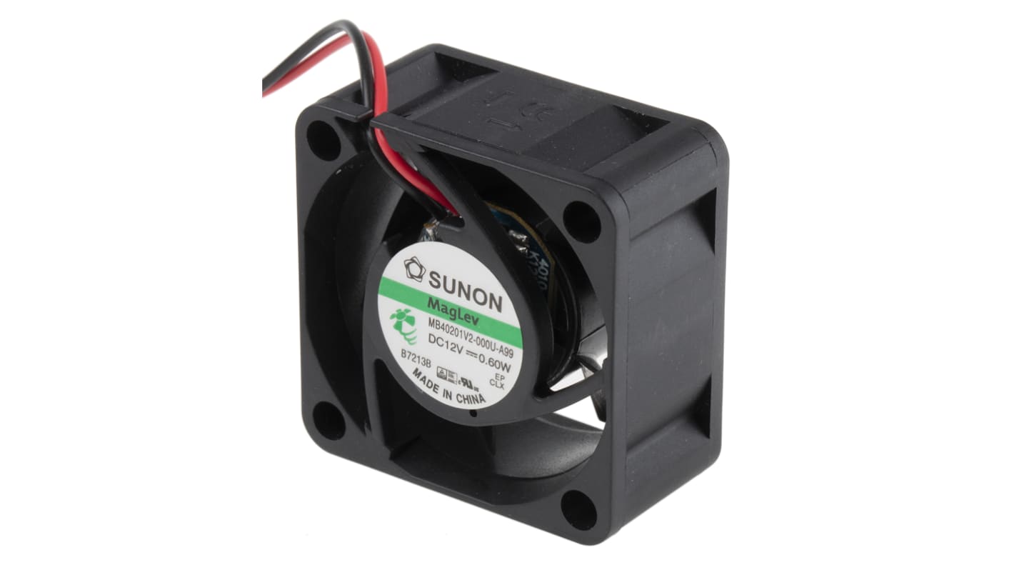 Sunon MB Series Axial Fan, 12 V dc, DC Operation, 7.7cfm, 600mW, 50mA Max, 40 x 40 x 20mm