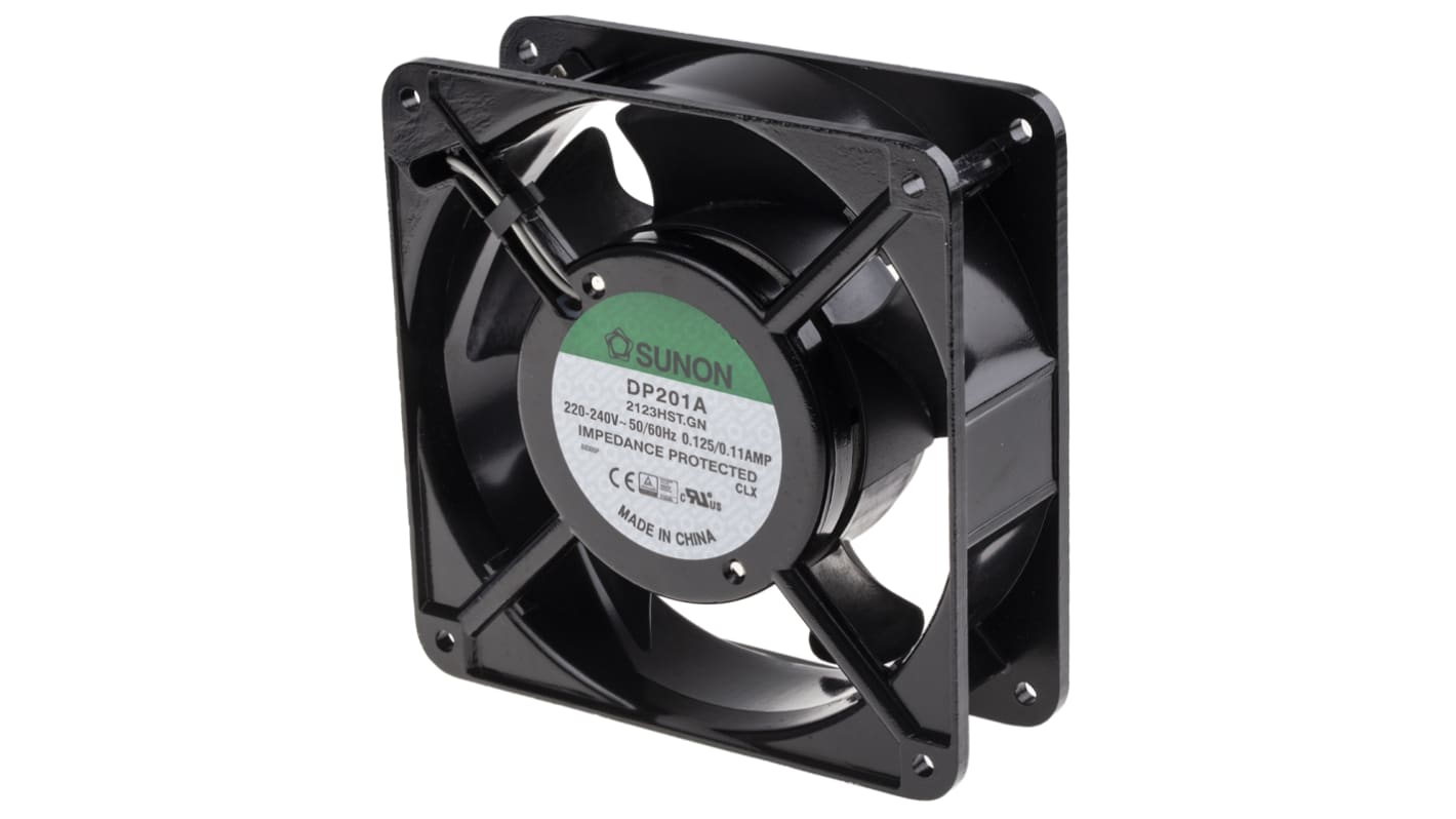 Sunon DP201 Series Axial Fan, 230 V ac, AC Operation, 144.4m³/h, 20W, 125mA Max, 119 x 119 x 38mm