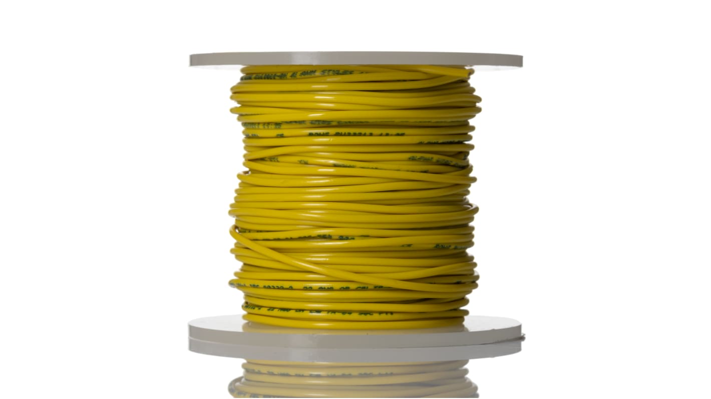 Alpha Wire Kapcsolóhuzal 3051 YL005, keresztmetszet területe: 0.35 mm², részei: 7/0,25 mm, Sárga burkolat, 300 V, 30m,