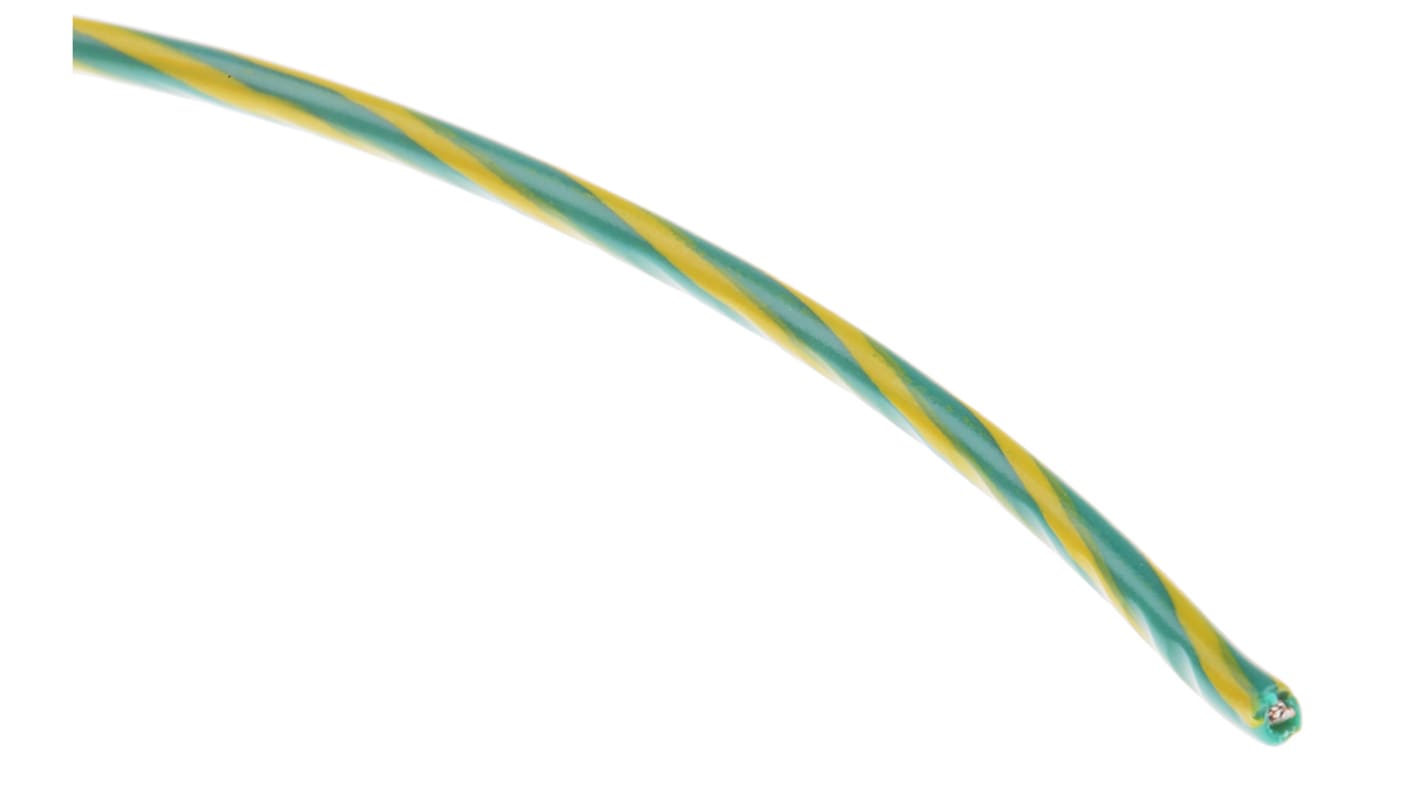 Alpha Wire Green/Yellow 0.52 mm² Hook Up Wire, 20 AWG, 10/0.25 mm, 30m, PVC Insulation