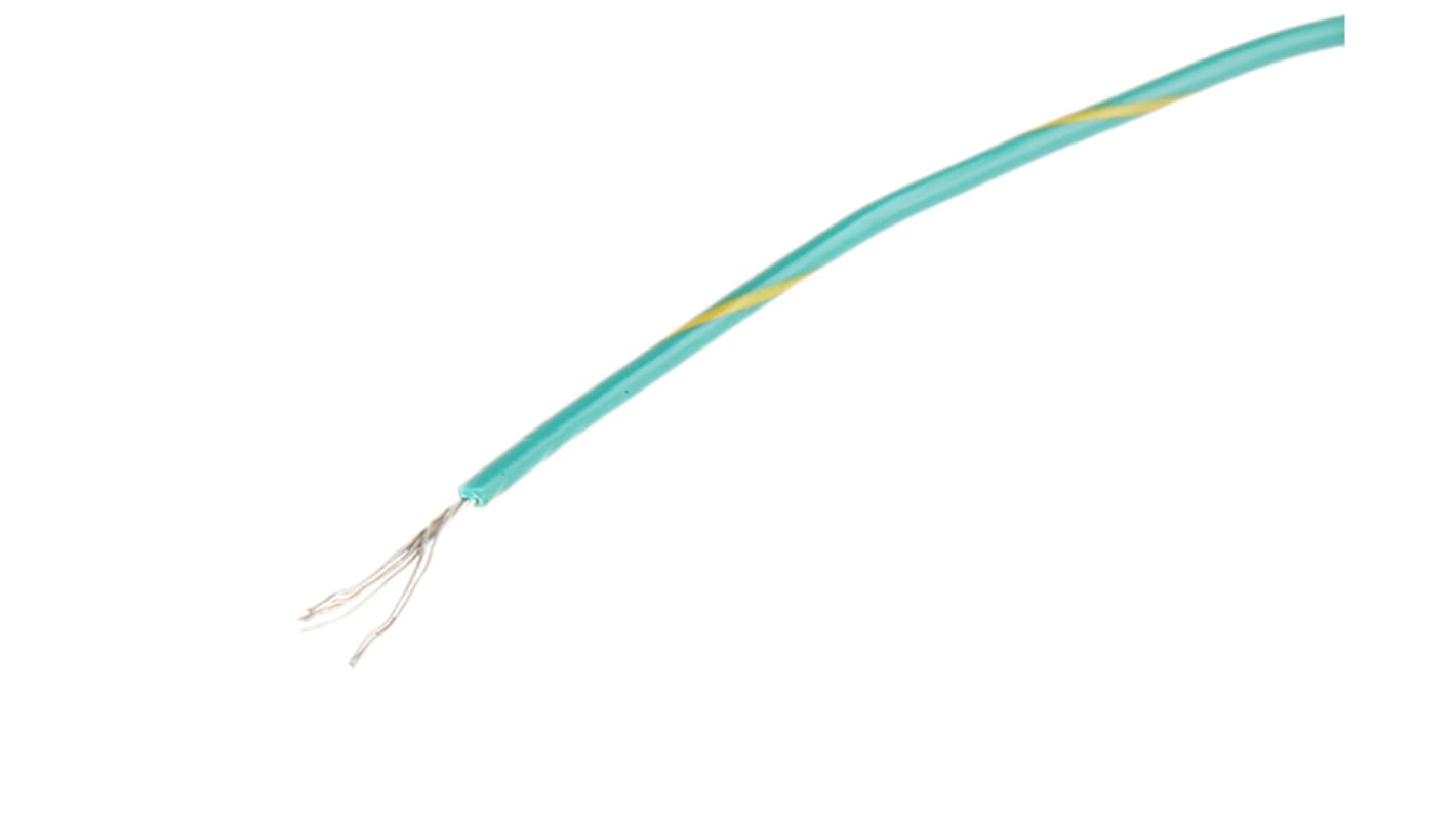 Alpha Wire Kapcsolóhuzal 3050 GY005, keresztmetszet területe: 0.23 mm², részei: 7/0,20 mm, Zöld/Sárga burkolat, 300 V,