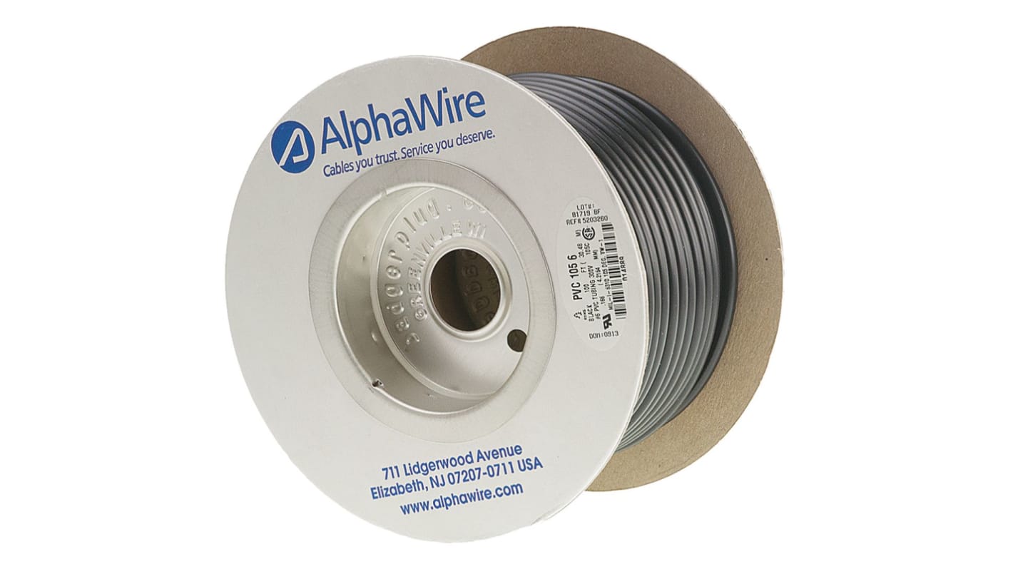 Alpha Wire Kabelschlauch Schwarz PVC für Kabel-Ø 4.11mm bis 4.52mm, Länge 30m