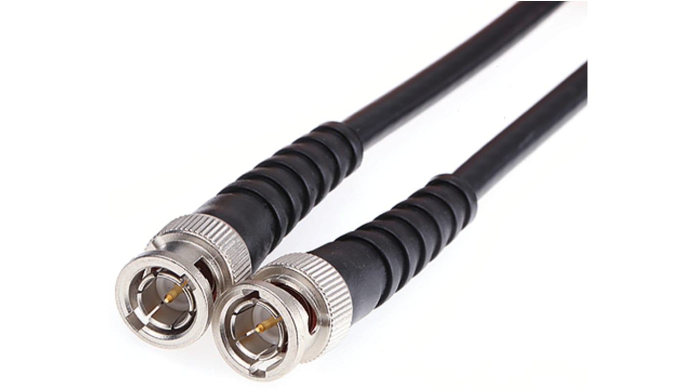 Koaxiální kabel RG59, Černá Polyvinylchlorid PVC, A: BNC, vnější průměr: 14.6mm, B: BNC 5m Telegartner S koncovkou