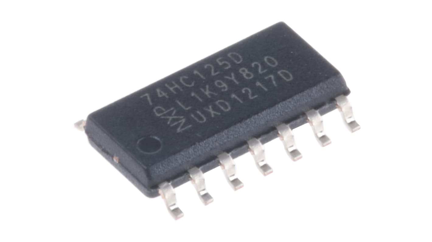 Búfer, controlador de línea: Puerta lógica, 74HC125D,652, HC, 3 estados 7.8mA SOIC 14 pines No