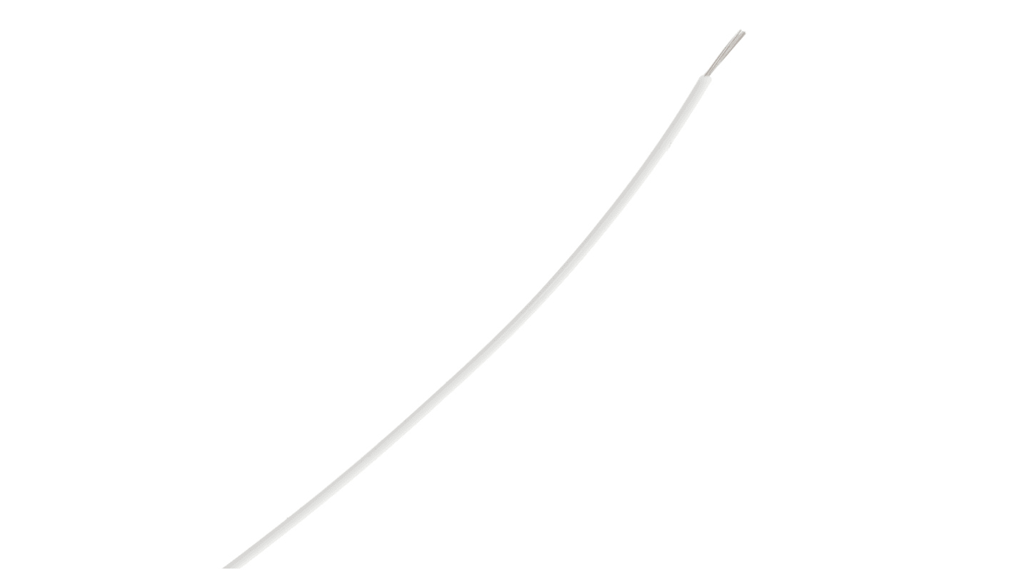 Fils de câblage TE Connectivity MIL-W-22759, M22759, 0,22 mm², Blanc, 24 AWG, 100m, 600 V c.a.