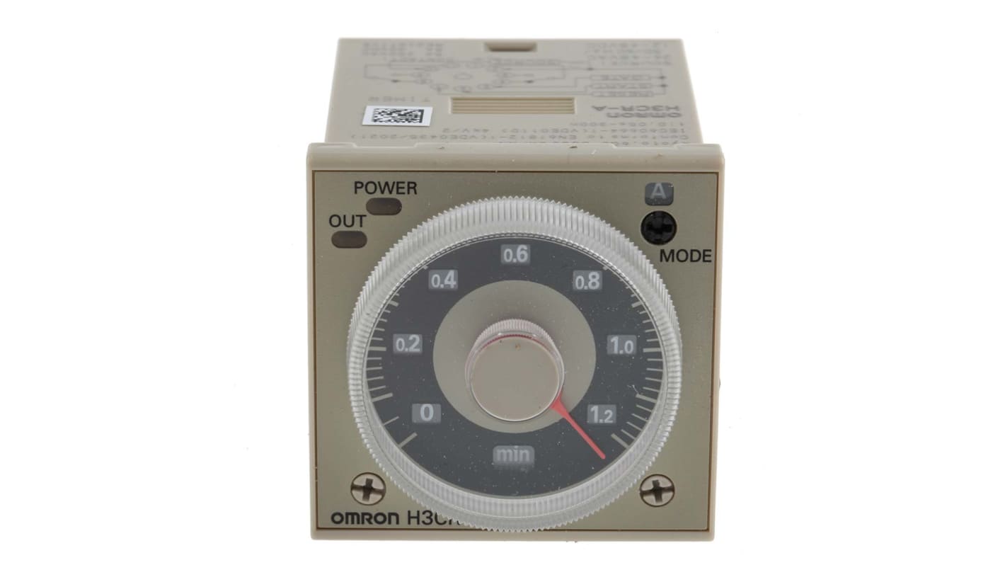 Omron H3CR Series DIN Rail, Panel Mount Timer Relay, 12 → 48 V dc, 24 → 48V ac, 2-Contact, 0.05 s