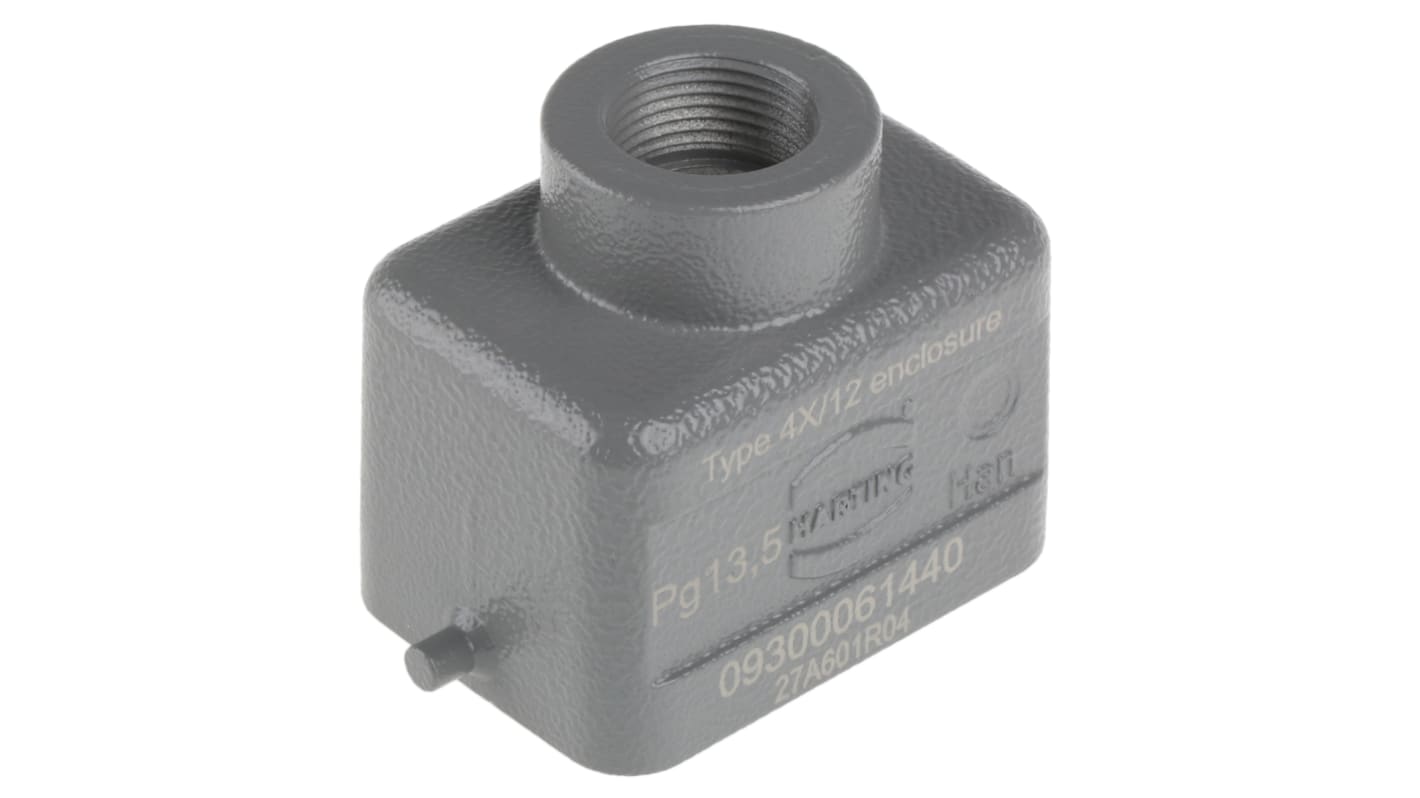 Carcasa para conector industrial con entrada superior HARTING serie Han B tamaño 6B, con rosca PG13.5