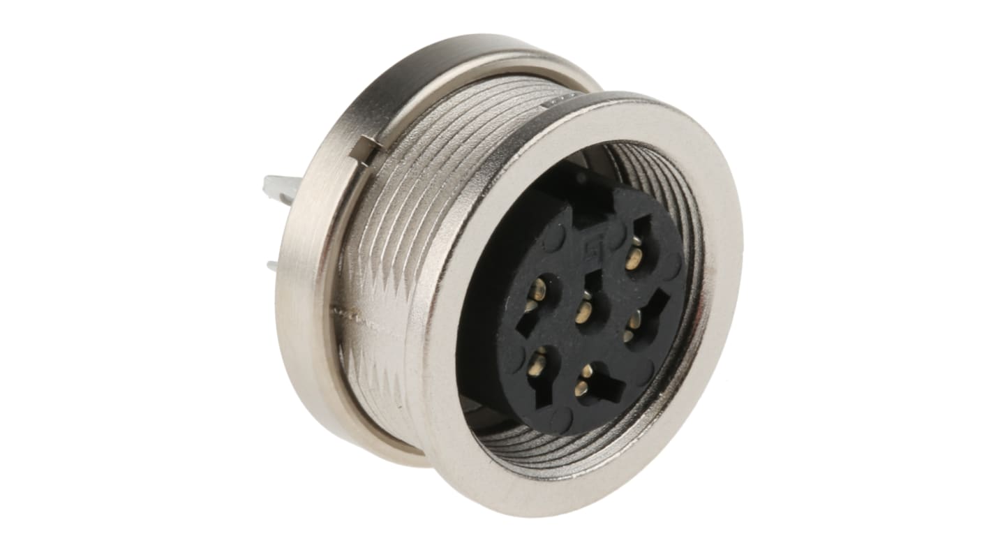 binder Circular Connector, 6 Contacts, Panel Mount, M16 Connector, Socket, Female, IP40, 680 Series