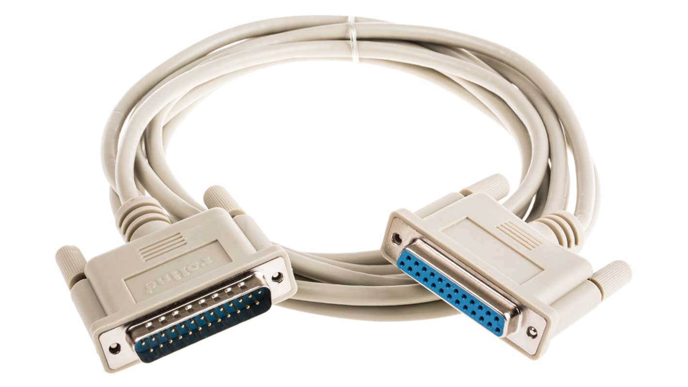 Cable serie Roline, long. 6m, color Gris, con. A: Sub-D de 25 contactos Macho, con. B: Sub-D de 25 contactos Hembra