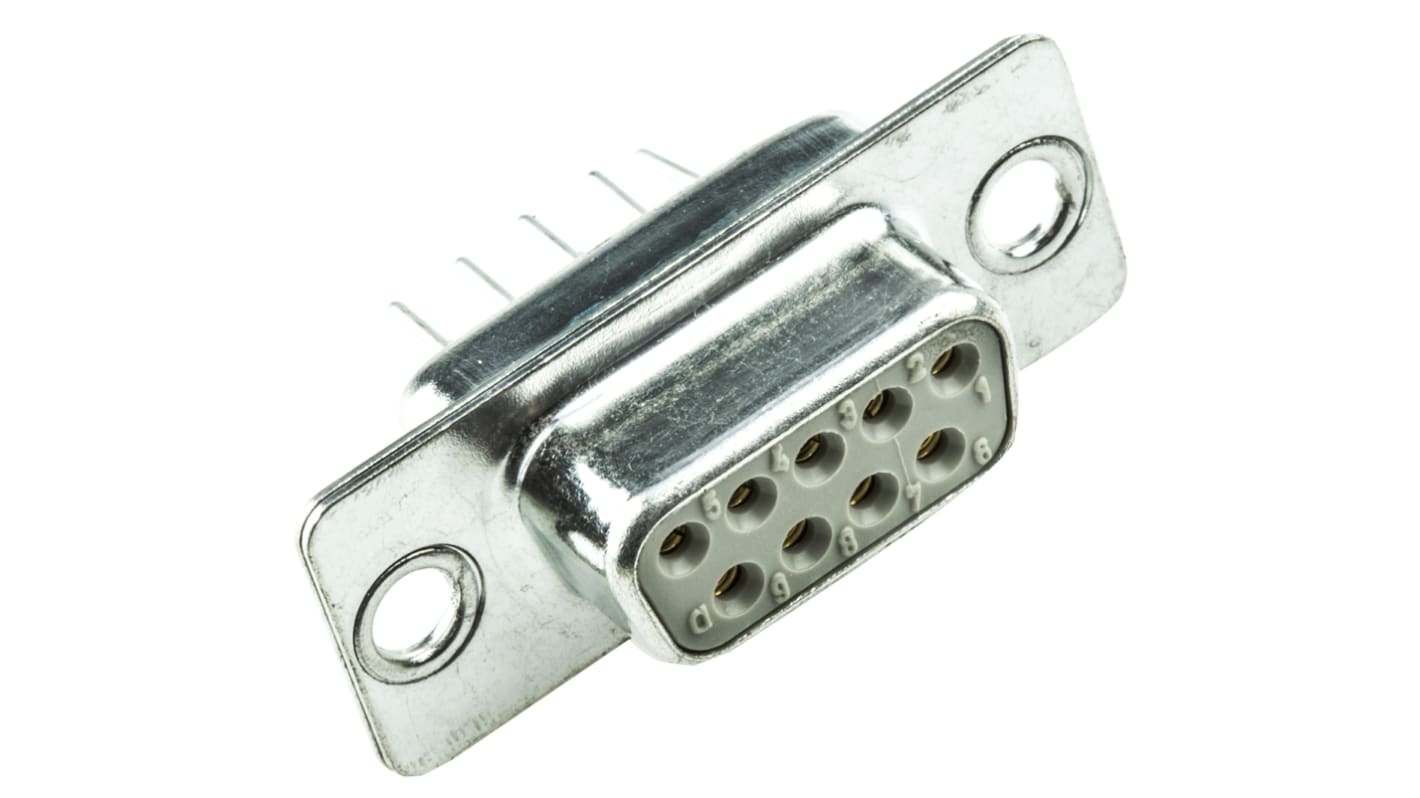 HARTING D-sub csatlakozó 2.74mm távolság, Egyenes, Átmenő furat, Nő, Forrasztás lezárású, 7.5A