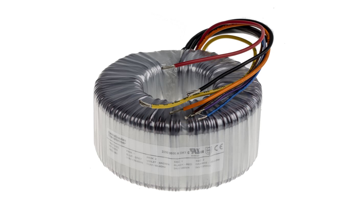 Transformador toroidal RS PRO, Tensión 2 x 24V ac, Potencia 500VA, Montaje superficial