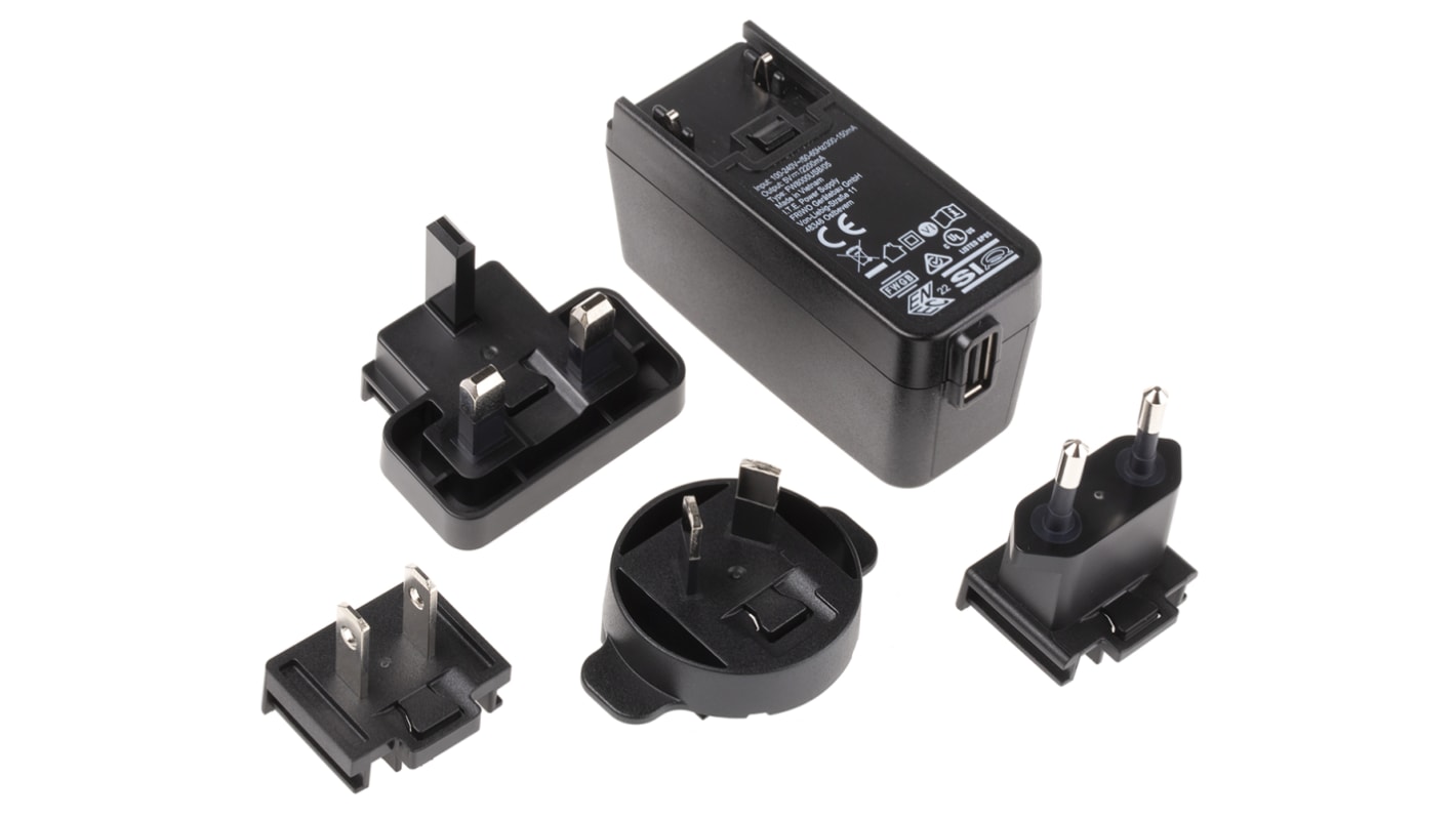 Hálózati adapter 5V dc 1 kimenetes AC/DC adapter, 2.2A, 11W, dugasz típusa: Cserélhető