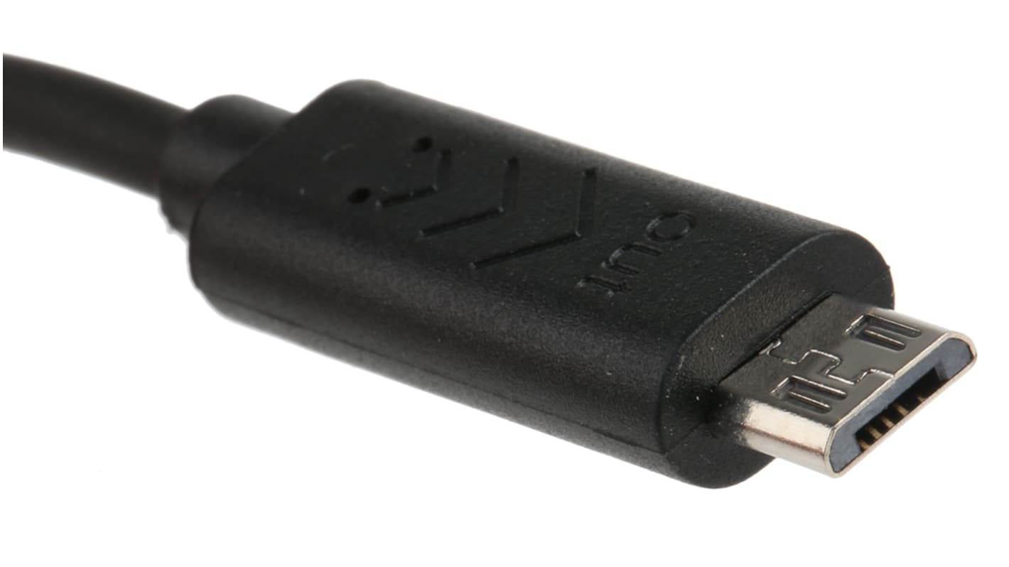 Cable USB 2.0 Roline, con A. Micro USB B Macho, con B. Micro USB B Macho, long. 300mm, color Negro