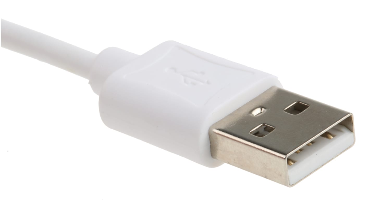 Cable USB 2.0 Roline, con A. USB A Macho, con B. Lightning Macho, long. 1.8m, color Blanco