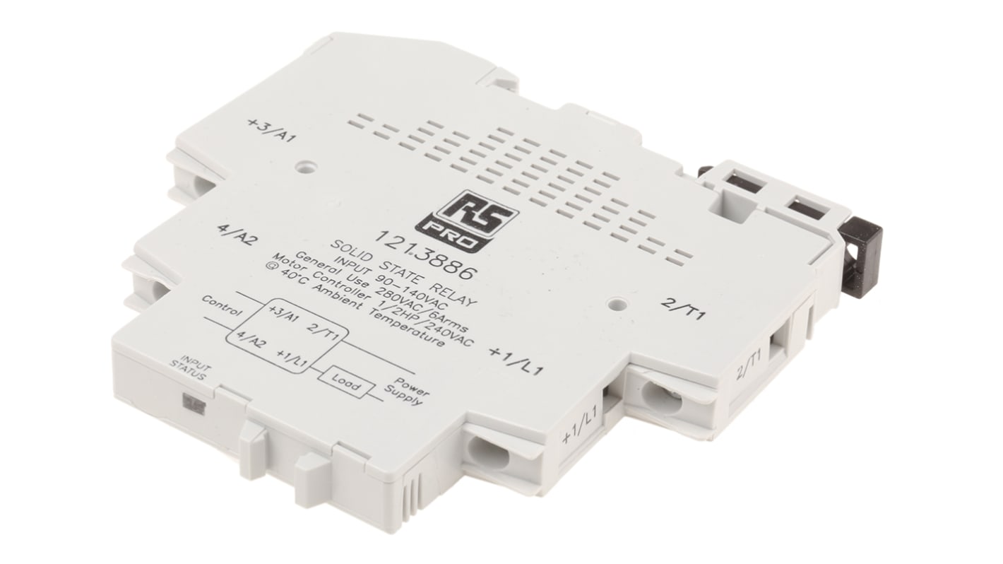 RS PRO Solid State Relay, 6 A Load, DIN Rail Mount, 28 V ac Load, 140 Vrms Control RS