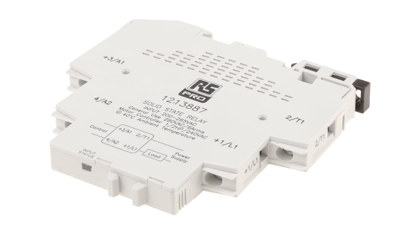 Módulo de relé de estado sólido RS PRO, control 200 → 265 V rms, carga 24 → 280V ac / 6 A, para carril DIN