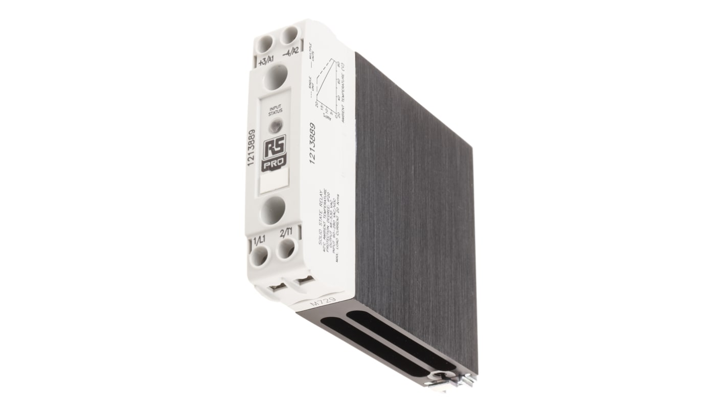 RS PRO Solid State Relay, 20 A Load, DIN Rail Mount, 530 V rms Load