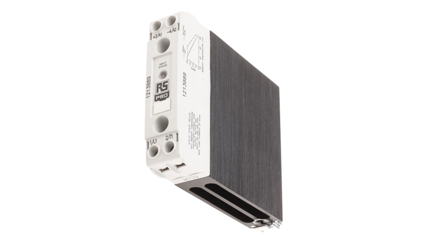 RS PRO Solid State Relay, 20 A Load, DIN Rail Mount, 530 V rms Load, 280 V ac Control