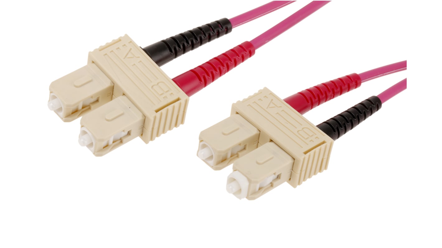 Cable de fibra óptica RS PRO OM4, con A: SC, con B: SC, long. 2m, funda libre de halógenos y bajo nivel de humo
