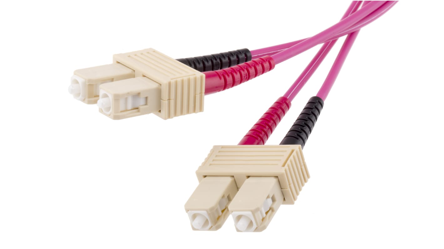 RS PRO SC to SC Duplex Multi Mode OM4 Fibre Optic Cable, 900μm, Violet, 10m