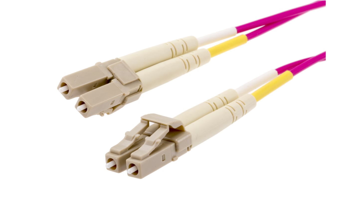 Cable de fibra óptica RS PRO OM4, con A: LC, con B: LC, long. 3m, funda libre de halógenos y bajo nivel de humo